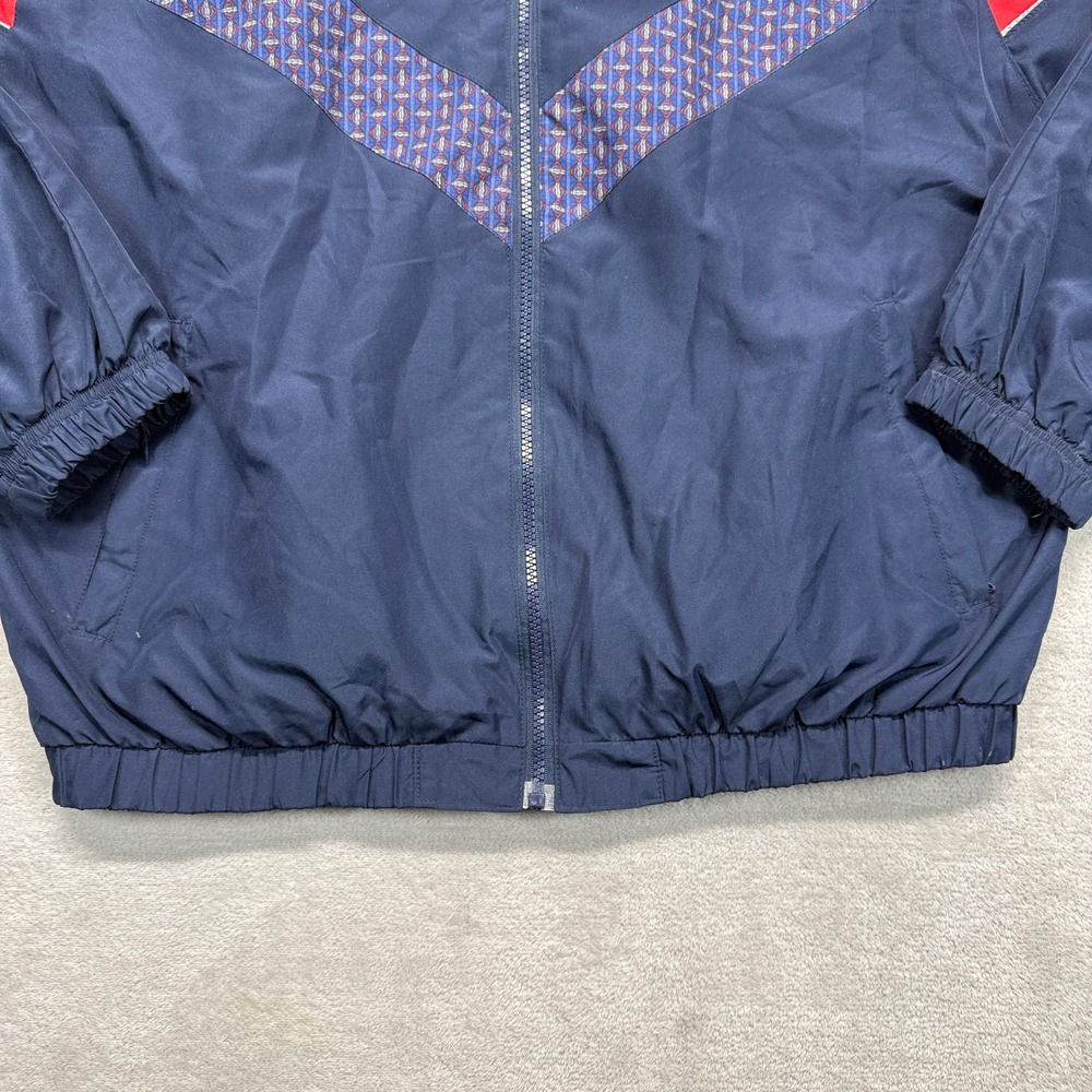 Vintage Reebok‎ Track Jacket Mens Medium Navy Blue Red Geometric Stripe Full Zip - Picture 3 of 12